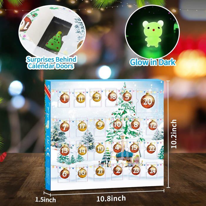 Calendrier De L'Avent 2025 Avec 24 Squishies Mochi - Dont Père Noël Lumineux, Jouets Non Toxiques, Réutilisables Pour Enfants - 14