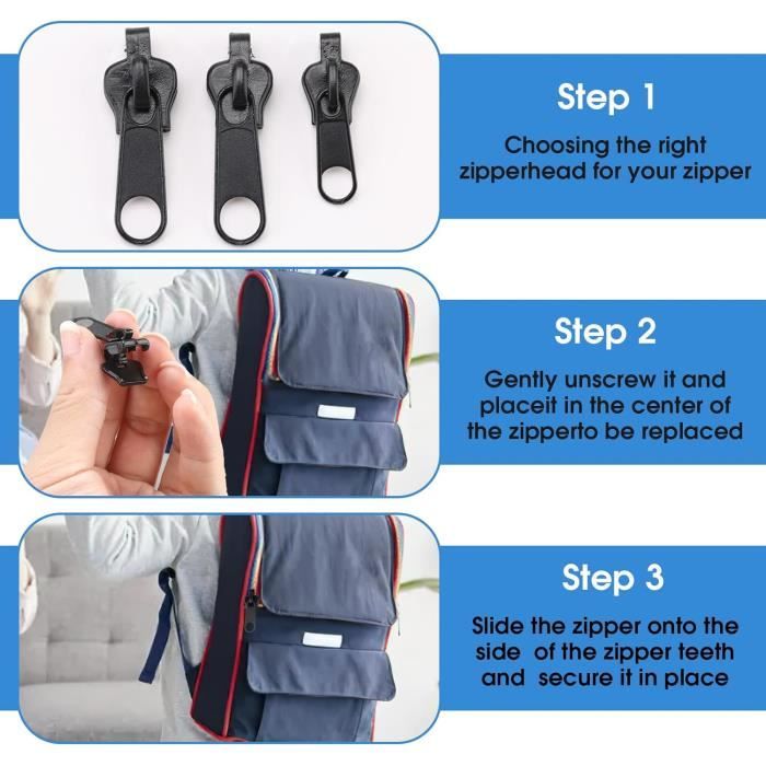 DmHirmg Zip Fermeture Eclair Reparation Curseur Fermeture Eclair avec Curseur Fermeture éclair DmHirmg Zip Fermeture Eclair Reparation Curseur Fermeture Eclair avec Curseur Fermeture éclair