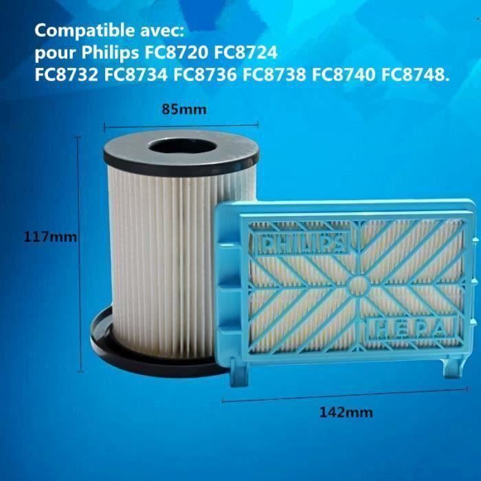 Filtre HEPA + Charbon Actif Pour Aspirateur Philips FC8732, FC8734, FC8736, FC8748 - Neuf