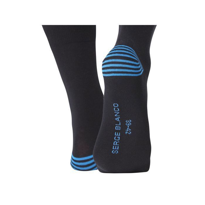 Lot De 3 Chaussettes Hautes Homme Coton Peigné Serge Blanco – Douces, Respirantes & Confortables (Noir, Rouge, Blanc) – Taille 39-42