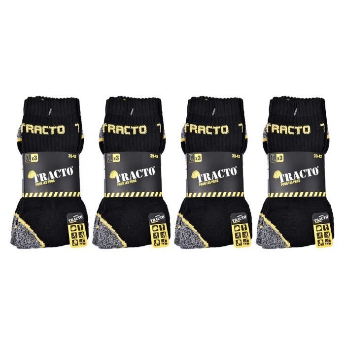 Chaussettes de Travail TRACTO pour Homme Resistance et Qualite Pro Couleurs Pack de 12 Paires 2104