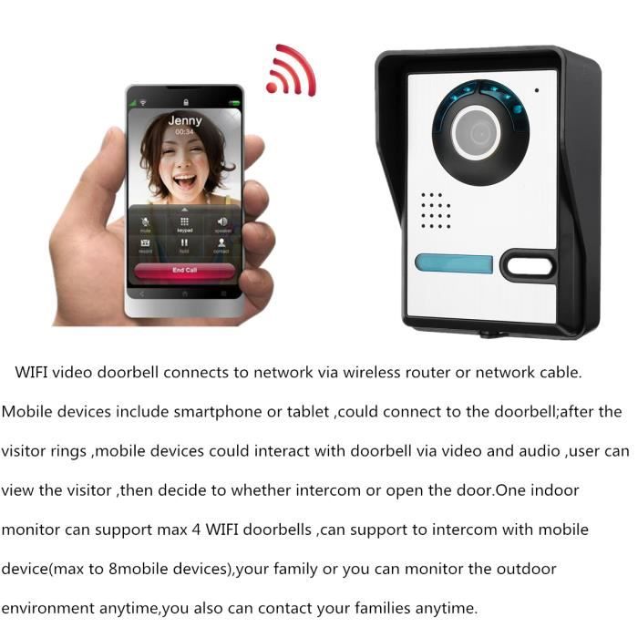 Sonnette Vidéo Intelligente Sans Fil V5 – Caméra WiFi – Noir – Neuve