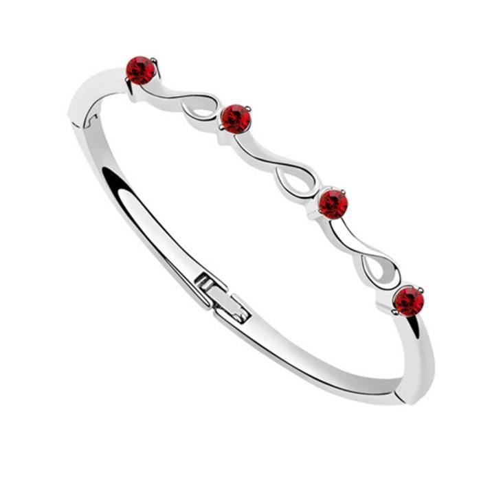 Parure De Bijoux Femme 4 Pièces Cœur Rouge - Collier, Boucles D'oreilles, Bracelet Et Bague - Cadeau Saint-Valentin