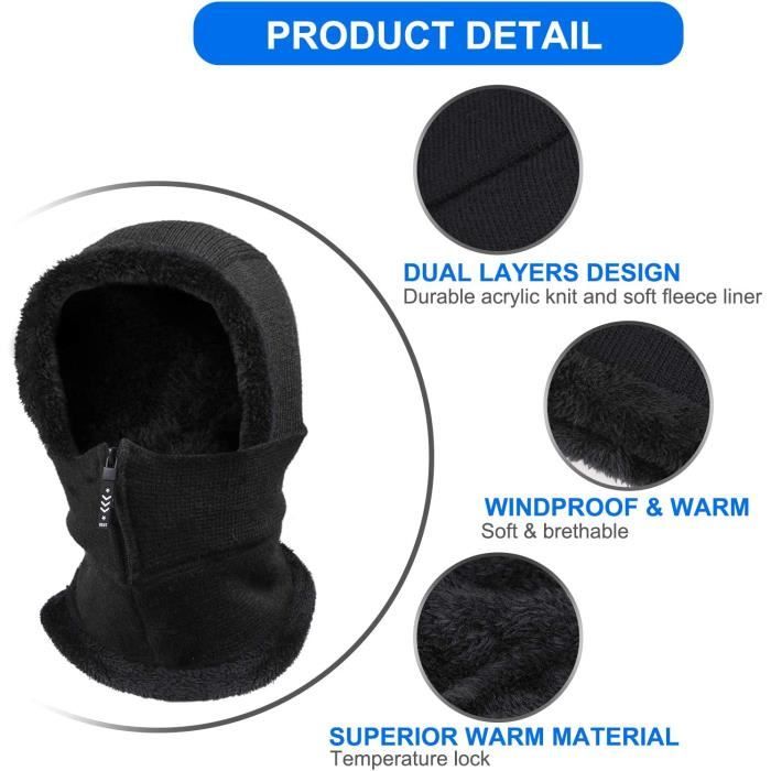 Cagoule Moto Ski Cyclisme Masque Coupe-Vent et imperméable avec Masque