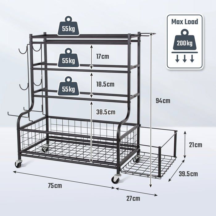 Bonvork Support de poids réglable pour haltères de 272,2 kg – Support de rangement pour tapis de yoga, rouleau en mousse, équipement d'entraînement avec roues Bonvork Support de poids réglable pour haltères de 272,2 kg – Support de rangement pour tapis de yoga, rouleau en mousse, équipement d'entraînement avec roues