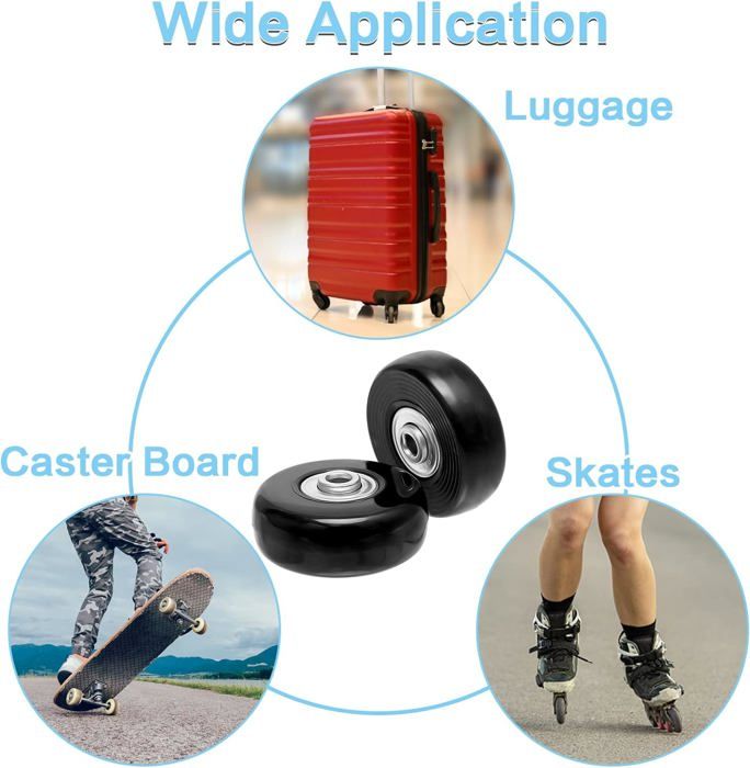 Lot De 2 Roulettes De Rechange Pour Valise 360° - Robustes, Faciles à Installer - Améliore Mobilité Bagages