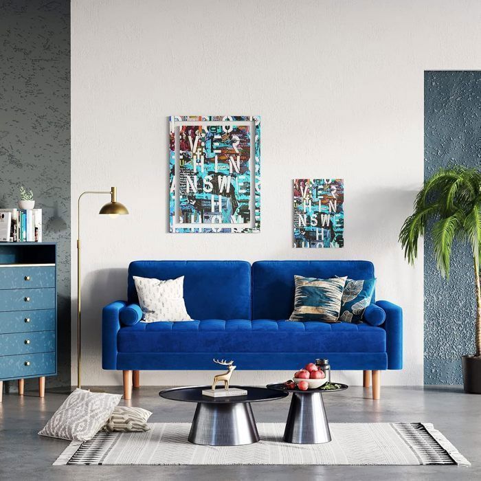 Ya-Home Canapé 2 Places, Petit Canapé, Avec 2 Coussins