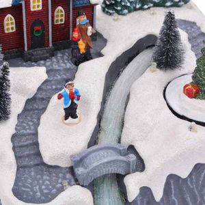 Grande Bâche Lumineuse Noël Village Enneigé Avec Carrousel - 180x110 Cm, Décoration Extérieure Festive Réutilisable
