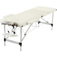 3 Section Table de Massage Pliante Portable Lit de Massage Hauteur réglable 60 cm de large,Blanc-0