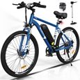 Vélo Électrique HITWAY 26" Bleu - VAE avec batterie amovible 36V/12AH - Shimano 7-Vitesses - VTT Ville E-Bike-0