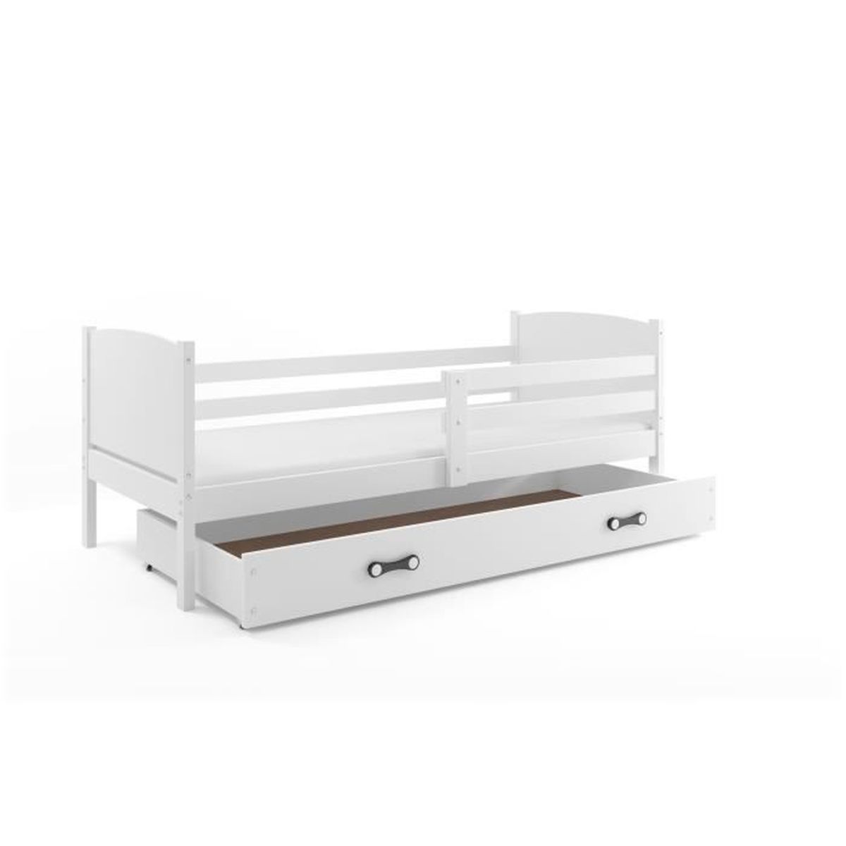 Lit Enfant Tami 190x90 Blanc Blanc Avec Matelas Sommier Et Tiroir