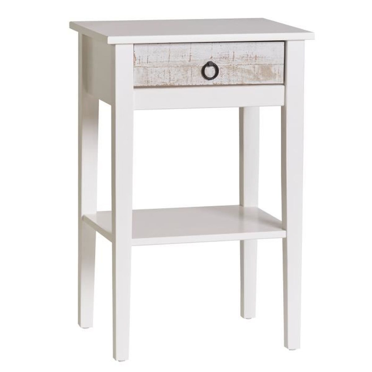 Table De Chevet Haute Avec 1 Tiroir Avec Structure En Blanc Et