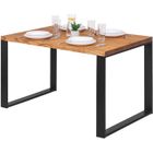 LAMO MANUFAKTUR Table à manger industrielle en bois massif - 120x80x76cm - frêne rustique - pieds métal noir - modèle modern