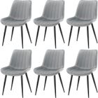 WAFTING Lot de 6 Chaises de Salle à Manger avec Assise et Dossier Tapissés en Velours, Pieds en Métal Robustes,Gris