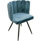 HOME DECO FACTORY Fauteuil en velours Bleu canard - H 50 cm - ARIEL
