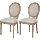 Chaise ATHM DESIGN MEDAILLON – Design, tissu & bois, beige (Lot de 2)