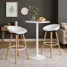 URBAN MEUBLE-2 Pcs Tabouret de Bar Blanc - Tabouret Cuisine avec Pieds Bois Style, Design Moderne & Stable, Pour Cuisine, Bar