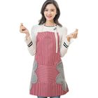 RAIDEN TRADE FR Tablier de cuisine en coton et lin réglable imperméable avec poche pour femme (rayures rose)