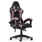 BIGZZIA Siège gaming Pivotant - Chaise gaming de bureau avec coussin et dossier - Accoudoirs Réglables - Ergonomique - Rose