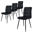 ML-Design Chaise de salle à manger set de 4, noir avec revêtement en velours, chaise rembourrée avec pieds en métal