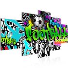 Tableau Décoration Murale 200x100 cm Runa art 402651a Graffiti de Football - 5 Panneaux Deco Toile Prêt à Accrocher - Multicolor