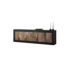 TOUSMESMEUBLES Meuble TV 2 portes 2 tiroirs Noir mat/Bois fumé - MATERA - L 210 x l 43 x H 66 cm
