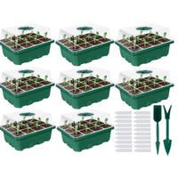 Lot de 8 mini serres d'intérieur pour semis - Plateau de démarrage - 96 cellules - Mini propagateur pour semis - Vert