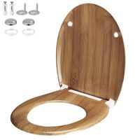 Abattant WC universel thermodurcissable frein siège de toilette salle de bain mécanisme d'abaissement automatique bambou