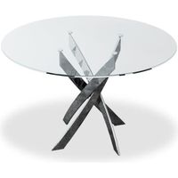 Table ronde en verre Corix pieds Métal - MENZZO - Rond - Gris - Mat - 75x75x120 cm