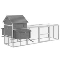 Poulailler cottage cage à poules sur pied dim. 310L x 149l x 149H cm multi-équipement bois sapin gris