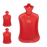 3 x Wärmflasche ohne Bezug, langlebig, sichere Wärmeflasche, 2 l Bettflasche, geruchsneutraler Naturgummi, rot - 4052025268442