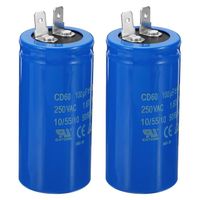 Condensateur VOCOSTE CD60 100uF 250V AC 2 bornes 50-60Hz Film polypropylène Aluminium Démarrage moteur Bleu 2Pcs