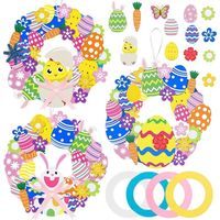 BUSCANDO Lot de 8 Pâques D'artisanat Kits pour les enfants Décorations de Pâques Couronnes de lapin de Pâques pour enfants Artisanat créatif Kit Pâques à suspendre pour Pâques et printemps