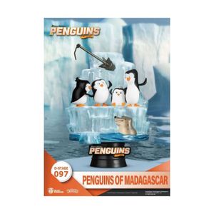 FIGURINE - PERSONNAGE Beast Kingdom Toys - Les Pingouins de Madagascar - Diorama D-Stage Skipper, Kowalski, Private & Rico 14 cm
