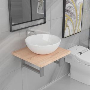 MEUBLE VASQUE - PLAN WORD Design Meuble de salle de bain en deux pièces Céramique Chêne®PBSDTQ® MODERNE