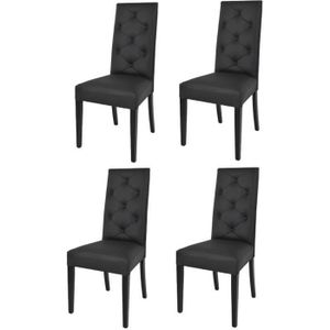 CHAISE Tommychairs - Set 4 chaises cuisine CHANTAL, structure en bois de hêtre, assise et dossier en cuir artificiel noir avec boutons