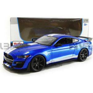 Miniature Ford Mustang Shelby Bleue Avec Horloge Intégrée Sur Socle – 20x30 Cm – Auto-horloge