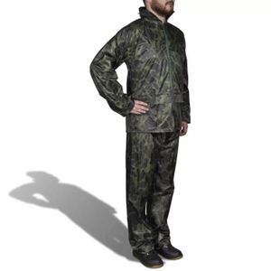 PONCHO Combinaison de pluie avec capuche 2 pièces camouflage XXL