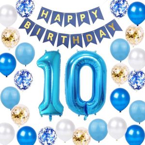 Déco de fête murale Décorations De 10E Anniversaire Pour Garçons Et Filles - Bannière « Happy 10Th Birthday » - Ballons Confettis En Latex Pour [n1331]