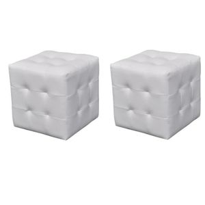 Pouf Accrochable Avec Rangement Similicuir Blanc 45x45x45 Cm - Assise Déco, Gain De Place