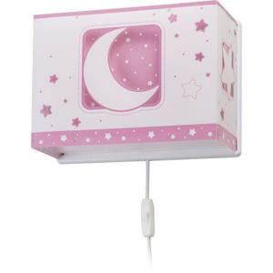 APPLIQUE  Dalber - Applique murale enfant - Moonlight - Motif lune et étoiles, L 13 cm, H 30 cm, Rose