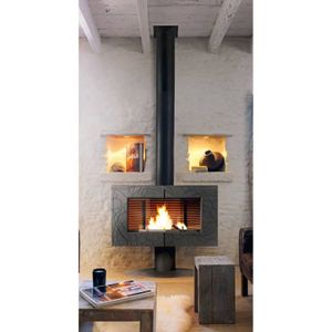 POÊLE À BOIS Poêle cheminée à bois - INVICTA - Symphonia - 12 kW - Anthracite - Fonte