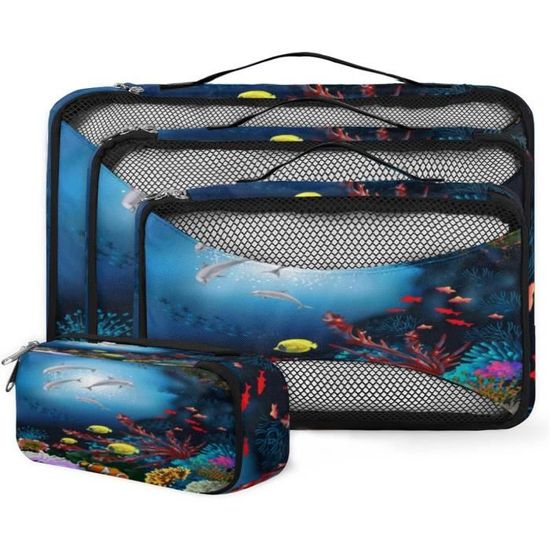 Underwater World Lot De 4 Cubes De Rangement En Maille Pour Sacs À Dos