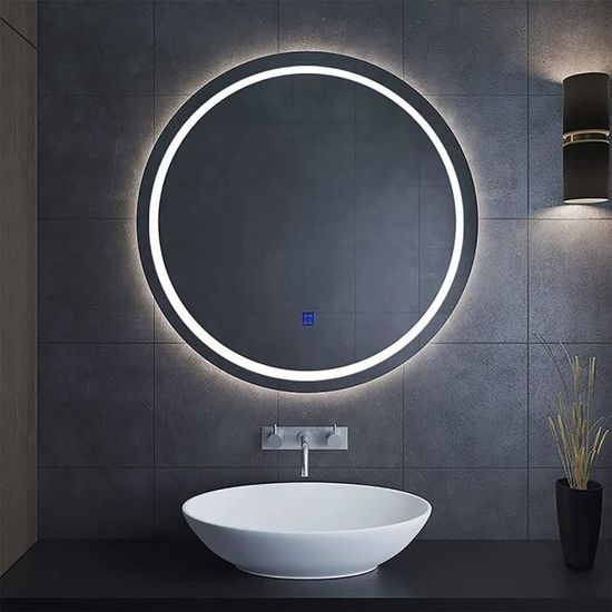 Miroir De Salle De Bain Avec LED - 60 X 45 Cm, éclairage Réglable 3 Couleurs, Anti-buée, étanche IP54, Interrupteur Tactile - 9