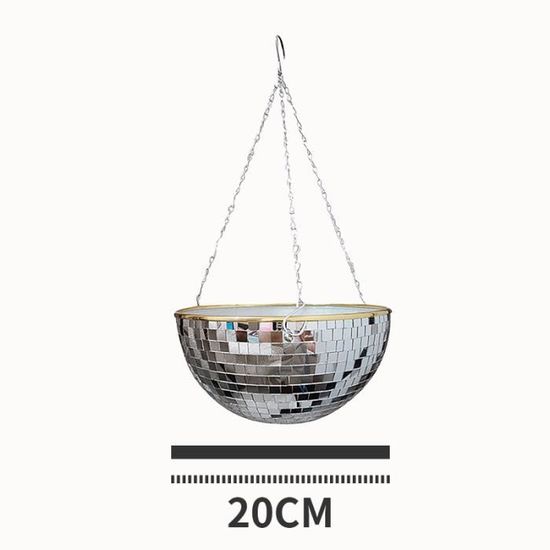 Pot De Fleurs Suspendu Boule Disco - 10,2 Cm, Or Rose, Avec Chaîne Et Base En Bois - Décoration Intérieure Funky Pour Plantes