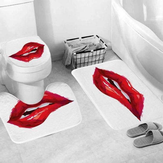 Abattant Wc,3 pièces housse de siège de toilette antidérapant échelle de poisson tapis de bain salle de bain cuisine tapis - Type E