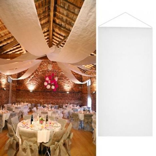Tenture Mariage Blanc Polyester 10m X 75cm - Doublure & Décoration Plafond