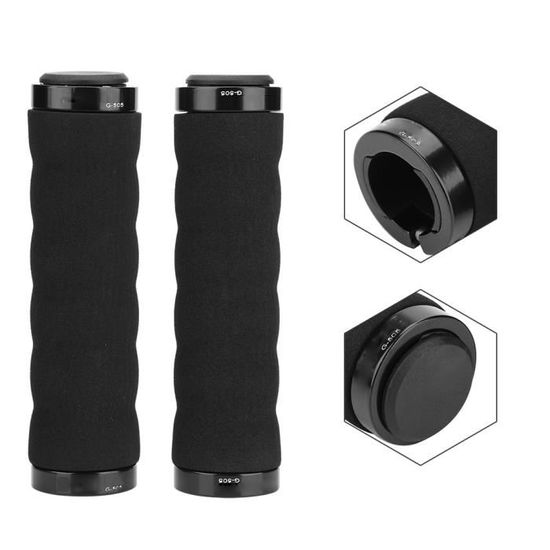 Poignées De Guidon Vélo/VTT Noires - Longueur 115 Mm, Diamètre 23 Mm, En Caoutchouc Antidérapant