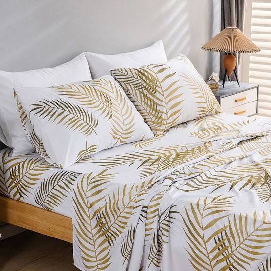 Drap Housse 160x200 Drap-housse 160x200cm Motif Tropical - Microfibre Douce Pour Matelas Jusqu'à 30cm Drap Motif Tropical