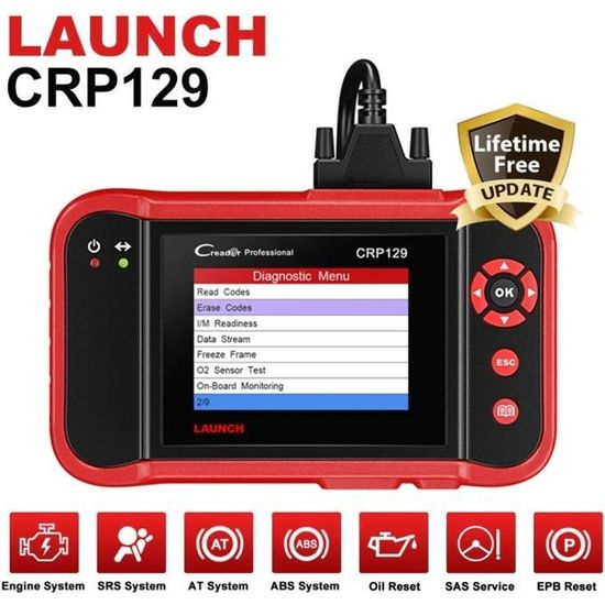 LAUNCH CRP129 OBD2 Scanner Valise Diagnostic Auto avec Eng/Transmission/ABS/Airbag - Multimarque en Francais